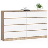AKORD Komoda, 8 Predalov, Hrast Sonoma/Bela, (5000332347) | Shoptok.si
