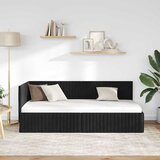 Kutni okvir kreveta s uzglavljem Crna 90 cm x 200 cm Baršun | shoptok.hr