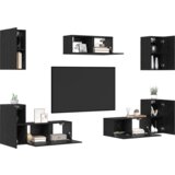  Set TV komoda s policom Ostalo s pohranom s vratima 7 pcs Crni hrast Konstruirano drvo | shoptok.hr