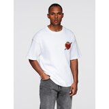 Ombre Men's cotton t-shirt with jewelry applique on chest - off white Cene
