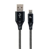 Gembird USB 2.0 kabl Premium cotton braided Type-C USB charging and data cable, 1 m, black/white, GEMBIRD CC-USB2B-AMCM-1M-BW | Eponuda.ba