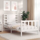 Maison Chic Posteljni okvir - Enojna postelja - Postelja za odrasle 75x190 cm z vzglavjem bel trden les-J15758, (21762971) | Shoptok.si