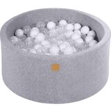 MeowBaby Bazen z žogicami, 90x40 cm s 300 žogicami, žamet, svetlo siva: bela/prozorna, (21295140) | Shoptok.si