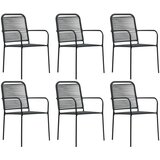  7-dijelni vrtni blagovaonski set pamučni konop i čelik crni | shoptok.hr