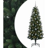  Umjetno božićno drvce s kuglicama 150 cm 150 LED lampica - 150 cm s LED-ima i srebrnim lopticama Zelena | shoptok.hr