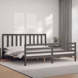  Za krevet s uzglavljem sivi 200 x 200 cm od masivnog drva | shoptok.hr
