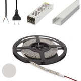 Phenom set 5x 1m alu profil mat + led trak 9,6w/m 4200k 5m + napajalnik 60w + priključna vrvica Cene
