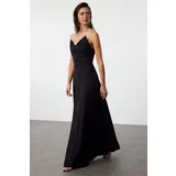 Trendyol Black A-Cut Woven Long Evening Evening Dress