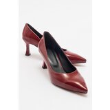 LuviShoes PEDRA Women's Burgundy Patent Leather Heeled Shoes Cene