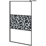 Pregrada za tuš 115 x 195 cm staklo ESG s uzorkom kamena crna | shoptok.hr