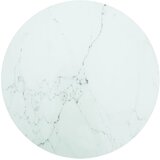 Stolna ploča bijela Ø 70 x 0,8 cm staklena s mramornim uzorkom | shoptok.hr