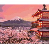  Slika za samostalno slikanje - A temple against the backdrop of Mount Fuji 50x40 | shoptok.hr