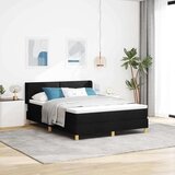 Box Postelja z vzmetnico Bela in črna 140 x 190 cm blago, (5000128153) Cene