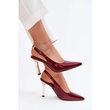 Boto Lacquered Stilettos With Open Heel And Pointed Toes Burgundy Rivori | shoptok.hr