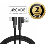 kabel Arcade USB/microUSB, 3A, 1.2m, L-konektor, crni