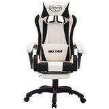 vidaXL Racing stol z RGB LED lučkami črno in belo umetno usnje | Shoptok.si