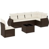 Maison Chic Seti vrtnega pohištva - Vrtna garnitura - Vrtni pohištvo set 7-delna z blazinami rjav poli ratan, (21802645) | Shoptok.si