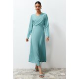 Trendyol Khaki Double Breasted Neck Woven Satin Evening Dress | ePonuda.com
