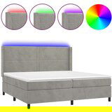 Krevet box spring s madracem LED svjetlosivi 200x200 cm baršun | shoptok.hr