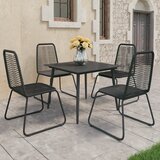 PVC 5-dijelni vrtni blagovaonski set od ratana crni Cijene