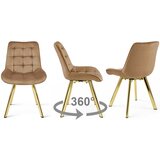  Okretna stolica SORIA 360, smeđi baršun, zlatne metalne noge | shoptok.hr
