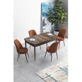 Hanah home trpezarijski set Han, sto na razvlačenje i 4 stolice, ploča u dekoru drveta Baroque, terakota tkanina Jerry | Eponuda.com