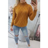 Kesi High-neckline sweater with diamond mustard pattern | Shoptok.si