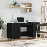 vidaXL Stol s policom Crni hrast 140 x 50 x 75 cm Konstruirano drvo Cijene