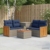  Set sofe 6 kom. Siva i tamnoplava Poli Rattan i čelik | shoptok.hr