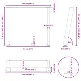  Noge za blagovaonski stol U-oblik 2 kom Bijele 100 x (72-73) cm Čelik | Eponuda.com