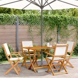 Maison Chic Zložljivi Vrtni Stoli - Stol za vrti 4 kosi kremno belo blago in trden les JS2868, (21875767) | Shoptok.si