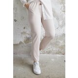 InStyle Lycra Double Fabric Trousers with Elastic Waist - Stone Cene