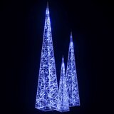vidaXL set akrilnih okrasnih LED stožcev moder 60/90/120 cm | Shoptok.si