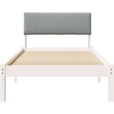  Okvir kreveta s uzglavljem Bijela i svijetlosiva 100 x 200 cm | shoptok.hr