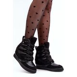 Boto Leather Boots With Wedge Laces Black Amria | Shoptok.si