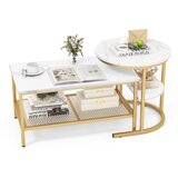 Costway 2 kosi mizice z imitacijo marmorja na vrhu Bench Table, (5000007550) Cene