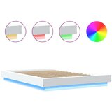 vidaXL Posteljni okvir z LED lučkami bel 135x190 cm inženirski les | Shoptok.si