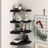 vidaXL plutajuće kutne police 4 kom crne 35 x 35 x 3,8 cm MDF | shoptok.hr