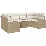 vidaXL Vrtna sedežna garnitura z blazino 6 pcs Bež in bela poli ratan, (5000153813) | Shoptok.si