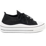 Shelvt Black slip-on sneakers with decorative lacing Cene