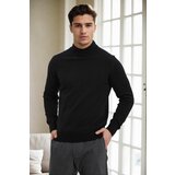 Dewberry 64721 Half Turtleneck Woolen Mens Knit Sweater-BLACK Cene