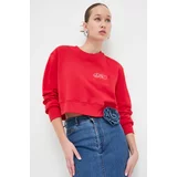 MOSCHINO JEANS Bombažen pulover ženska, rdeča barva