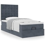 vidaXL Otomanski posteljni okvir z vzmetnicami siv 90x200cm žamet Cene