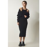 Happiness İstanbul Women's Black Cardigan Dress Knitwear Suit Cene