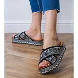 Gemre Black flip-flops with rhinestones on the straps Kelara | Shoptok.si
