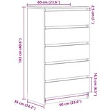  Ladičar boja dimljenog hrasta 60x36x103 cm konstruirano drvo | shoptok.hr