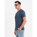 Ombre Men's full print knit shirt - navy blue | ePonuda.com