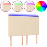 Maison Chic LED Posteljno vzglavje - Vzglavna omarica - Nočna omarica krem 144x5x118/128 cm blago, (21706860) | Shoptok.si