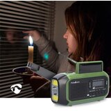 Nedis RDDBCR2000GN-Radio DAB+/FM sa ručnim navijanjem, solarnim panelom i LED osvetljenjem, 5V/2500 mAh | Eponuda.com