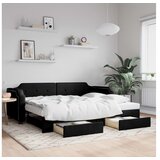 vidaXL Izvlečna dnevna postelja s predali črna 90x190 cm bla Cene